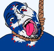 ack animal country county flag flag:halland glasses hair halland hanging lion noose open_mouth rope soyjak stubble suicide sweden teeth tongue transparent_background variant:bernd yellow_teeth // 768x719 // 115.1KB