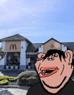 amerimutt black_sclera black_shirt brown_skin california clothes dean ear eyeliner goth irl_background lips mcdonalds monterey mutt nose_piercing nose_ring open_mouth piercing soyjak stubble subvariant:impish_amerimutt template united_states variant:impish_soyak_ears // 700x902 // 517.4KB