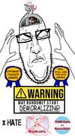 angry award demoralization flag:transgender_pride_flag frown glasses punisher_face sharty soyjak soyjak_party stock_image text tranny transgender_flag troon variant:ppp warning // 1000x1800 // 472.4KB