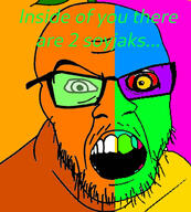 angry colorful froot glasses open_mouth stubble variant:feraljak // 921x1024 // 103.1KB