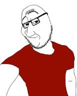 clothes glasses smile smug soyjak stubble tshirt variant:smugjak // 703x872 // 44.5KB