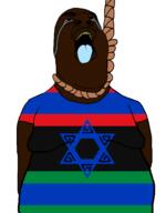 ack big_lips big_nose bloodshot_eyes blue_tongue boylover_symbol chud_(boorufag) chud_(soybooru) crying fat flag:israel flag:pan-african hanging judaism kike map meta:op_took_a_selfie_of_xerself meta:tagme nigger pedophile pissrael red_sclera rope shitskin total_tranny_death troon variant:hydejak yellow_teeth // 961x1227 // 115.9KB