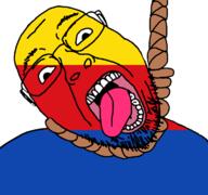 ack flag flag:north_holland glasses hair hanging netherlands north_holland open_mouth rope soyjak stubble suicide teeth tongue variant:bernd yellow_teeth // 768x719 // 31.1KB