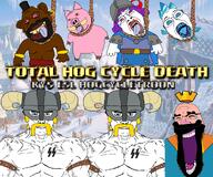 agartha aryan bald barbarian beard bloodshot_eyes clash_royale closed_eyes crown elite_barbarian glasses hanging helmet hog hog_cycle hog_rider ice ice_spirit king laughing mohawk musketeer mustache nazism noose open_mouth pig schutzstaffel stretched_mouth stubble subvariant:massjak subvariant:muscular_chud text total_nigger_death tranny ttd tyrone unbothered variant:bernd variant:chudjak variant:cobson variant:gapejak video_game viking_helmet // 1800x1500 // 2.3MB