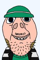 blue_eyes bowler_hat closed_mouth green_jacket irish_descent jacket looking_at_you microblast mustache smile striped_clothing stubble subvariant:brunetto teeth transparent_background ugly variant:bernd video video_game white_skin // 393x586 // 16.4KB
