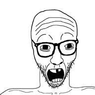 crooked_teeth eyebrows eyes glasses nose open_mouth stubble variant:casnatus wrinkles // 800x800 // 8.2KB