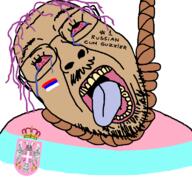 brown_skin flag flag:serbia flag:srpska flag:transgender_pride_flag hanging meta:tagme open_mouth russia serbia srpska suicide text tongue tranny variant:bernd yellow_teeth // 768x719 // 87.9KB