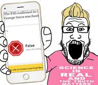 arm clothes glasses hair hand holding_object holding_phone iphone open_mouth phone pink_shirt snopes soyjak stubble subvariant:phoneplier subvariant:phoneplier_vertical text tshirt variant:markiplier_soyjak yellow_hair // 680x593 // 366.6KB