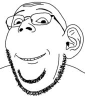 closed_mouth creative_commons_license ear glasses happy redraw smile soyjak stubble subvariant:wholesome_soyjak subvariant:wikigape variant:gapejak wikipedia // 512x578 // 26.5KB