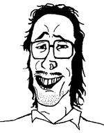 collared_shirt glasses laughing mouth_open mullet nose_piercing stubble teeth variant:mulletjak // 838x1072 // 25.3KB