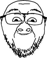 glasses mirrored smile soyjak stubble variant:bernd // 637x786 // 80.9KB