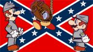 confederate goomba hair hanging luigi mario mustache open_mouth pink_hair rope soyjak stubble suicide tongue variant:bernd video_game yellow_teeth // 905x509 // 438.4KB