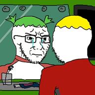 4chan anime crying drawn_background glasses hair mirror nate stubble variant:soyak yotsoyba // 1200x1200 // 604.8KB