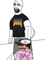 arm barneyfag beard cheese clothes don_turtelli doom foot glasses hand hat lee_goldson paper smile soyjak tshirt variant:bartender // 1350x1800 // 659.1KB