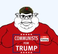 closed_mouth clothes communism ear fat glasses hair hat hello_my_name_is_(sticker) lips maga maoism mutt name_tag people's_liberation_army politics red_star smile star subvariant:branigger tshirt variant:brandon variant:meximutt // 1675x1583 // 325.0KB