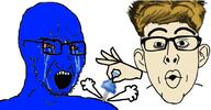2soyjaks berryboy bloodshot_eyes blue_skin blueberry_inflation covington_farms crying ear glasses hair hand holding_object inflation_fetish mexican_twink ok_hand_sign open_mouth popping push_pin soyjak sticky stubble variant:nojak variant:soyak white_skin // 1000x523 // 152.8KB