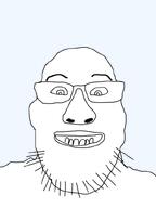 antialiased bald glasses series:cobson_killerz smile soyjak stubble variant:markiplier_soyjak // 600x800 // 84.0KB
