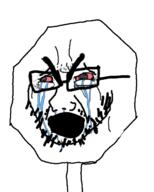 bloodshot_eyes crying glasses objectsoy octagon open_mouth soyjak stop_sign stubble thick_eyebrows variant:cryboy_soyjak // 1038x1291 // 338.4KB
