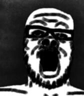 dark glasses mustache open_mouth pencil_drawing soyjak stubble variant:a24_slowburn_soyjak // 443x505 // 168.9KB