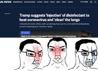 3soyjaks angry bloodshot_eyes blush clenched_teeth closed_mouth coronavirus_pandemic crying distorted donald_trump glasses hair news soyjak subvariant:chudjak_front text variant:chudjak // 1024x749 // 94.6KB