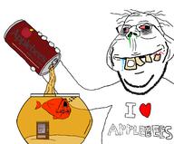 2soyjaks animal animal_abuse applebees arm bad_teeth blood bloodshot_eyes bowl fish fish_tank glasses hand holding_object i_love smile soyjak stubble subvariant:retarded_gapejak variant:gapejak wrinkles yellow_teeth // 1493x1237 // 105.7KB