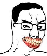 clenched_teeth glasses hair smug soyjak variant:chudjak yellow_teeth you_were_one_i_ker // 968x1155 // 307.3KB