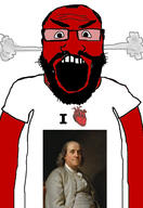 angry balding beard benjamin_franklin clothes glasses hair heart i_love open_mouth red_skin soyjak subvariant:science_lover tshirt variant:markiplier_soyjak // 2819x4096 // 817.8KB