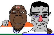 bindi brics brown_skin chud_troon_alliance flag:india flag:russia grey_skin hugging india indian pajeet red_nose russia russoid smile subhuman variant:bernd variant:chudjak vatnigger vatnik zigger // 834x541 // 58.4KB