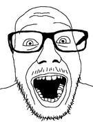 glasses mustache open_mouth soyjak stubble variant:punkjak // 918x1306 // 34.2KB