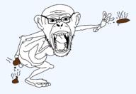 beard caca chimp_out chimpanzee chimpout dust ear glasses hairy monkey nigger nostrils poop sharp_teeth shitflinger sperg stink_lines stinky teeth throwing throwing_shit tongue variant:monkeyjak // 1950x1343 // 64.1KB