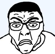 angry closed_mouth frown glasses hair looking_at_you merge open_eyes series:chuddified_soyjaks series:fusionjaks serious variant:chudjak variant:rupturejak // 423x416 // 15.0KB