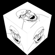 angry animated cube glasses mustache open_mouth soyjak stubble variant:feraljak // 264x264 // 228.5KB