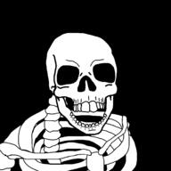 bone halloween no_eyes no_nose open_mouth series:skeletonjaks skeleton soyjak spine teeth variant:feraljak // 1500x1500 // 43.1KB