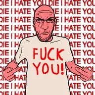 (you) angry fuck_you fuming middle_finger punisher_face rage red_sclera red_skin text text_background variant:shirtjak // 3464x3464 // 1.7MB