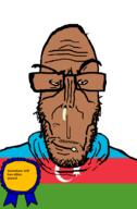 ally angry award azerbaijan brown_skin countrywar european flag flag:azerbaijan glasses mutt soyjak stubble subvariant:euromutt sweater variant:markiplier_soyjak // 591x900 // 29.6KB