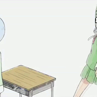 animated anime bloodshot_eyes clothes coal crying downvote giving glasses large_eyebrows nichijou open_mouth soyjak stretched_mouth stubble variant:soyak // 500x282 // 797.9KB