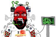 adrenaline angry balding beard blood bloodshot_eyes button caffeine caffeine_patch clothes cocaine coffee drinking_helmet energy_drink epinephrine epipen fume garfield hat heart i_love monitor monster_energy nail nasal_spray open_mouth red_bull red_eyes red_skin subvariant:science_lover syringe variant:markiplier_soyjak // 1468x985 // 571.0KB