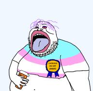 ack award belly_button bloodshot_eyes fat hrt makeup obese open_mouth pill purple_hair stubble tranny variant:sheboonjak // 768x750 // 18.5KB