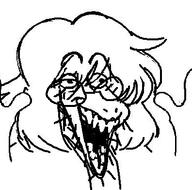 deltarune dinosaur girl glasses hair hand hands_up open_mouth sharp_teeth stubble susie_(deltarune) teeth variant:unknown video_game // 396x391 // 72.4KB