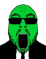 clothes glasses glowing glownigger open_mouth stubble suit sunglasses trend:glowie variant:flartson // 410x524 // 9.5KB