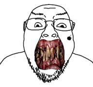 clenched_teeth glasses soyjak stubble variant:bernd yellow_teeth you_were_one_i_ker // 1200x1125 // 451.3KB