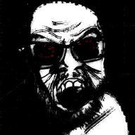 dark glasses horror insane mental_illness meta:leaky open_mouth psycho red_eyes scary schizophrenia schizophrenic teeth variant:feraljak // 1078x1078 // 250.6KB