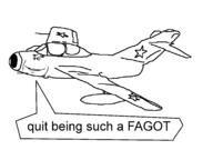 faggot fagot full_body mig-15 objectsoy plane pun smile soyjak star_(symbol) text variant:impish_soyak_ears // 2400x1800 // 55.2KB