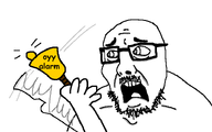 alarm bell glasses mustache nuvariant open_mouth oyy oyy_alarm soyjak stubble teeth text variant:healthjak // 735x460 // 15.6KB