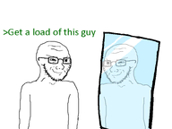 arrow glasses greentext mirror smile stubble subvariant:soyak_(smug) text toss variant:soyak white_background // 800x600 // 15.0KB