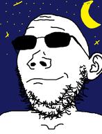 glasses moon night outdoors smile stars stubble subvariant:shrimpish sunglasses variant:gapejak // 600x784 // 30.2KB