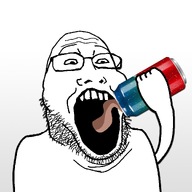 arm drinking hand open_mouth soda sproke stubble variant:markiplier_soyjak2 white_background // 1080x1080 // 342.1KB