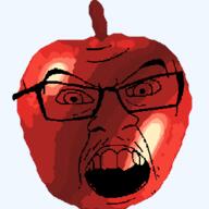 angry apple baldis_basics glasses mustache open_mouth series:fruiterz! soyjak variant:feraljak video_game // 320x320 // 12.6KB