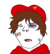alvin_and_the_chipmunks band-aid baseball_cap beaten blood_drip brown_hair bruise bruised_eye cap child_abuse clothes drool facial_mark freckles hair hat hoodie injury looking_down nosebleed open_mouth red red_hat red_shirt subvariant:shoyta variant:gapejak white_background white_skin // 397x436 // 54.9KB
