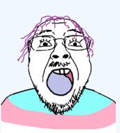 2018_int_mouth glasses hair mustache open_mouth purple_hair soyjak stubble tongue tranny variant:bernd // 454x505 // 22.2KB